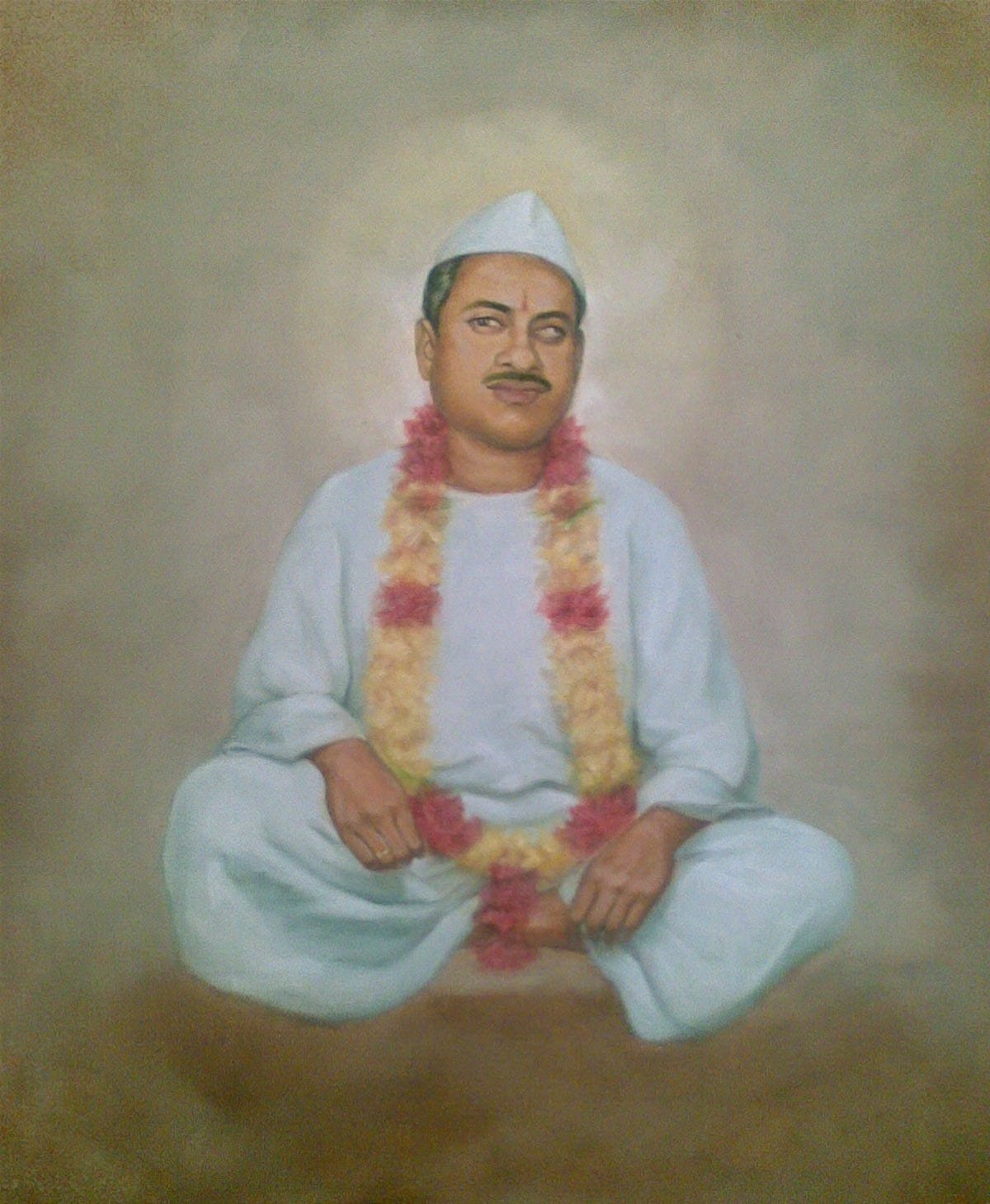 Maharashtrian Gentleman Portrait with Garlands — Oil on Canvas
